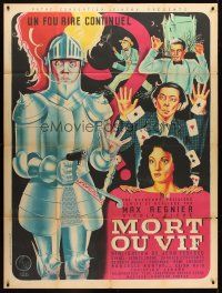 7k560 MORT OU VIF French 1p '48 art of wacky guy in suit of armor with gun by Cazaux!