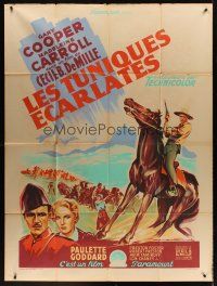7k584 NORTH WEST MOUNTED POLICE French 1p '48 Cecil B. DeMille, Gary Cooper, different Soubie art!