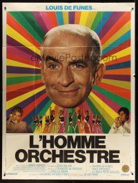 7k591 ONE MAN BAND style B French 1p '70 L'Homme Orchestre, Louis de Funes, colorful Ferracci art!