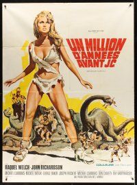 7k592 ONE MILLION YEARS B.C. French 1p '66 full-length art of sexiest prehistoric Raquel Welch!