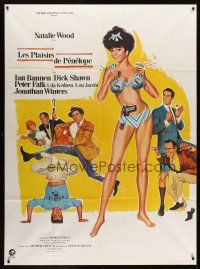 7k601 PENELOPE French 1p '66 sexiest artwork of Natalie Wood with big money bags and gun!