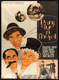 7k637 ROOM SERVICE French 1p R70s cool completely different art + photos of The Marx Brothers!