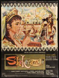 7k642 SCHEHERAZADE style B French 1p '63 art of elegant Anna Karina in the title role!