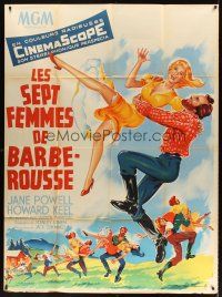 7k644 SEVEN BRIDES FOR SEVEN BROTHERS French 1p '55 art of Jane Powell & Keel by Roger Soubie!