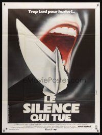 7k656 SILENT SCREAM French 1p '80 cool completely different Landi art of knife & screaming mouth!