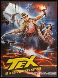 7k688 TEX & THE LORD OF THE DEEP French 1p '85 wacky Indiana Jones rip-off, art by Enzo Sciotti!