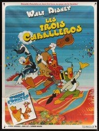 7k695 THREE CABALLEROS French 1p R70s great artwork of Donald Duck, Panchito & Joe Carioca!