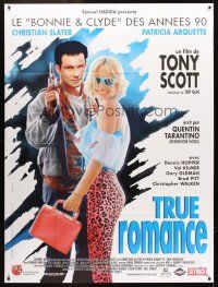 7k710 TRUE ROMANCE French 1p '93 Christian Slater, Patricia Arquette, written by Quentin Tarantino!
