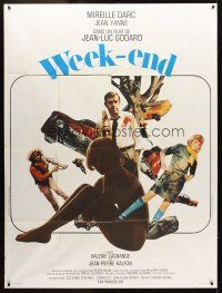 7k726 WEEK END French 1p '67 Jean-Luc Godard, Mireille Darc held at gunpoint by guerilla in jungle!