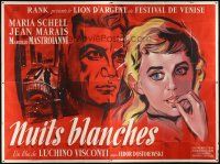 7k023 WHITE NIGHTS French 4p '57 Luchino Visconti, art of Schell & Mastroianni by Georges Allard