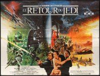 7k013 RETURN OF THE JEDI French 8p '83 George Lucas classic, different art by Michel Jouin!
