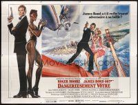 7k019 VIEW TO A KILL French 8p '85 art of Roger Moore as James Bond 007 by Daniel Goozee!