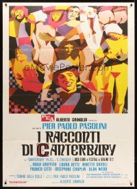 7k137 CANTERBURY TALES Italian 1p '71 Pier Paolo Pasolini, different colorful art by Symeoni!