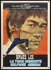 7k207 ROARING TIGER STRIKES AGAIN Italian 1p '73 cool artwork of Bruce Lee-like hero!