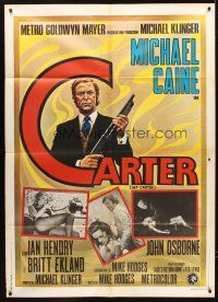 7k161 GET CARTER Italian 1p '71 different artwork of Michael Caine holding shotgun + photos!