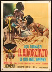 7k166 HOURS OF LOVE Italian 1p '63 art of Ugo Tognazzi surrounded by sexy half-naked girls in bed!