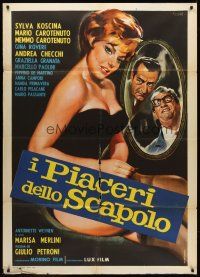 7k167 I PIACERI DELLO SCAPOLO Italian 1p '73 full-length art of sexy Sylva Koscina by Enzo Nistri!