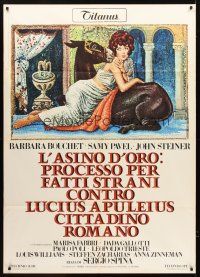 7k174 L'ASINO D'ORO Italian 1p '70 great mosaic art of sexy Barbara Bouchet with donkey!
