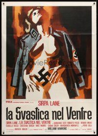 7k186 NAZI LOVE CAMP Italian 1p '77 completely different artwork of naked girl & swastika!