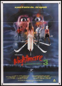 7k187 NIGHTMARE ON ELM STREET 3 Italian 1p '87 cool horror artwork of Freddy Krueger by Matthew Peak