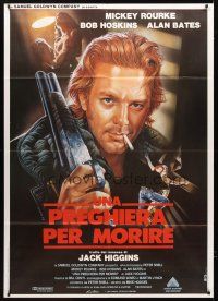 7k198 PRAYER FOR THE DYING Italian 1p '87 cool different art of Mickey Rourke by Renato Cesaro!