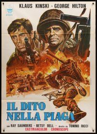 7k208 SALT IN THE WOUND Italian 1p R1970s artwork of George Hilton & Klaus Kinski in World War II!