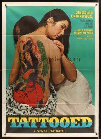 7k220 TATTOOED TEMPTRESS Italian 1p '69 cool image of sexy girl with fully tattooed back!