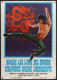 7k237 WAY OF THE DRAGON 2 Italian 1p '78 cool Bruce Lee-like kung fu artwork by Mario Piovano!