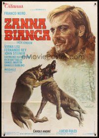 7k238 WHITE FANG Italian 1p '72 Fulci, Jack London, art of wolf dogs fighting by Ralph McQuarrie!