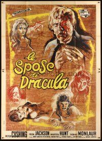 7k035 BRIDES OF DRACULA Italian 2p '60 Hammer vampire horror, completely different art!