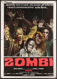 7k045 DAWN OF THE DEAD Italian 2p '78 George Romero, best different zombie artwork!