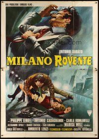 7k056 GANG WAR IN MILAN Italian 2p '73 Umberto Lenzi's Milano rovente, cool crime artwork!