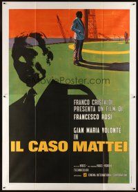 7k081 MATTEI AFFAIR Italian 2p '72 Francesco Rosi's Il Caso Mattei, cool art by Enzo Nistri!