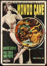 7k084 MONDO CANE Italian 2p '62 classic early Italian documentary of human oddities, Manfredo art!