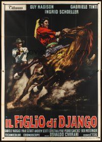 7k092 RETURN OF DJANGO Italian 2p '67 cool spaghetti western art of Guy Madison on horse!