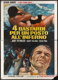 7k096 SHARK Italian 2p 1973 Sam Fuller, Burt Reynolds, different art by Luca Crovato!