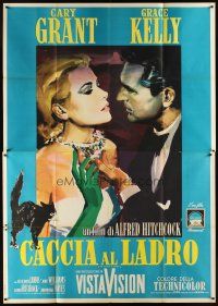 7k105 TO CATCH A THIEF Italian 2p R64 different art of Grace Kelly & Cary Grant, Alfred Hitchcock