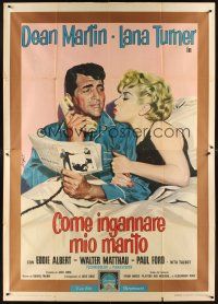7k111 WHO'S GOT THE ACTION Italian 2p '63 different art of Dean Martin & Lana Turner by Nistri!
