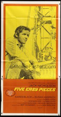 7m006 FIVE EASY PIECES int'l 3sh '70 great close up of Jack Nicholson, directed by Bob Rafelson!