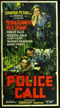 7m009 POLICE CALL 3sh '33 Nick Stuart, who looks like Bruce Hershenson, saves man in swamp!