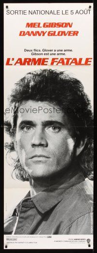 7m047 LETHAL WEAPON French door-panel '87 great different close image of cop Mel Gibson!