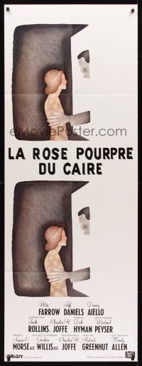 7m050 PURPLE ROSE OF CAIRO French door-panel '85 Woody Allen, cool artwork by Jean-Michel Folon!