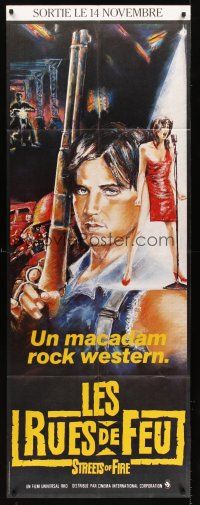 7m056 STREETS OF FIRE French door-panel '84 directed by Walter Hill, cool different artwork!