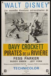 7m022 DAVY CROCKETT & THE RIVER PIRATES French 31x47 R60s Walt Disney, Fess Parker & Buddy Ebsen!