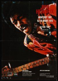 7m024 JIMI PLAYS MONTEREY French 31x47 '86 great close up of Hendrix playing guitar & singing!