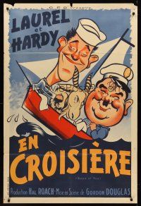 7m032 SAPS AT SEA French 31x47 R50s different art of Stan Laurel & Oliver Hardy, Hal Roach