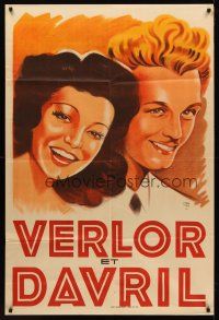 7m036 VERLOR ET DAVRIL French 32x47 music poster '50s artwork of the musical duet by Harfort!