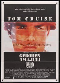 7m071 BORN ON THE FOURTH OF JULY German 33x47 '89 Oliver Stone, patriotic image of Tom Cruise!