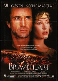 7m074 BRAVEHEART German 33x47 '95 different image of Mel Gibson as William Wallace!