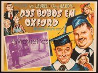 7m639 CHUMP AT OXFORD Mexican LC R60s great artwork of Stan Laurel & Oliver Hardy in cap and gown!